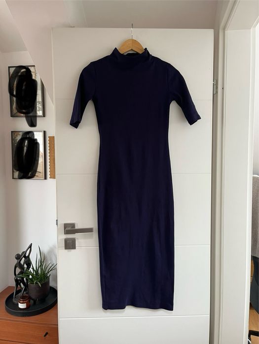 Zara XS granatowa sukienka MIDI - swiateczna