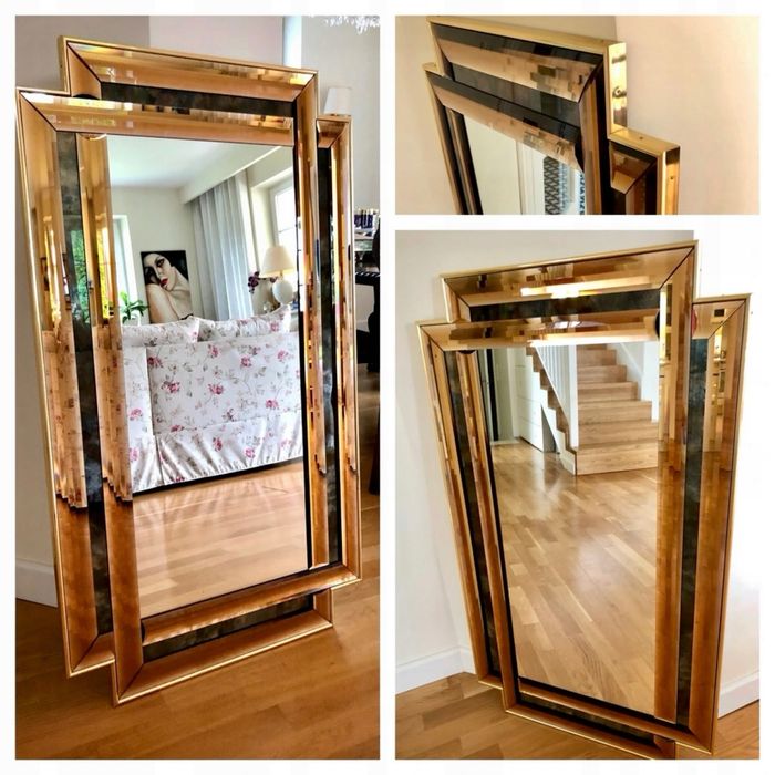 Lustro vintage art deco 120/70cm 1980r pionowo poziome REZERWACJA