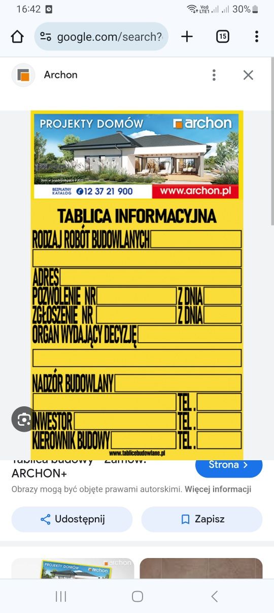 Tablica informacyjna budowlana ARCHON