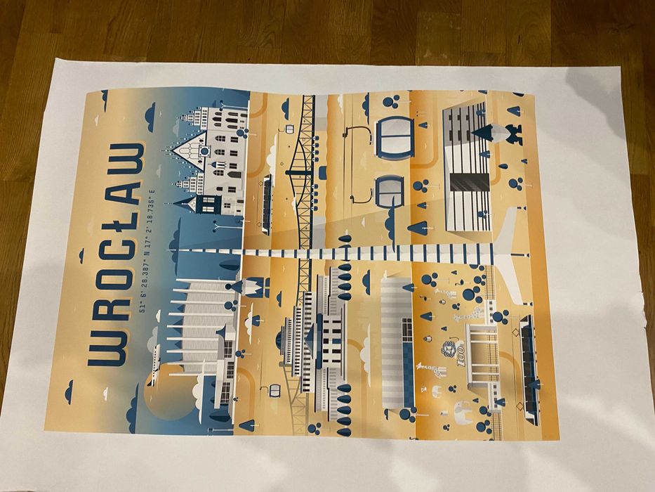 Plakat Wrocław żółto-niebieski 50x70