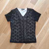 Czarna koronkowa elegancka bluzka bluzeczka Ze-Ze M S 36 38