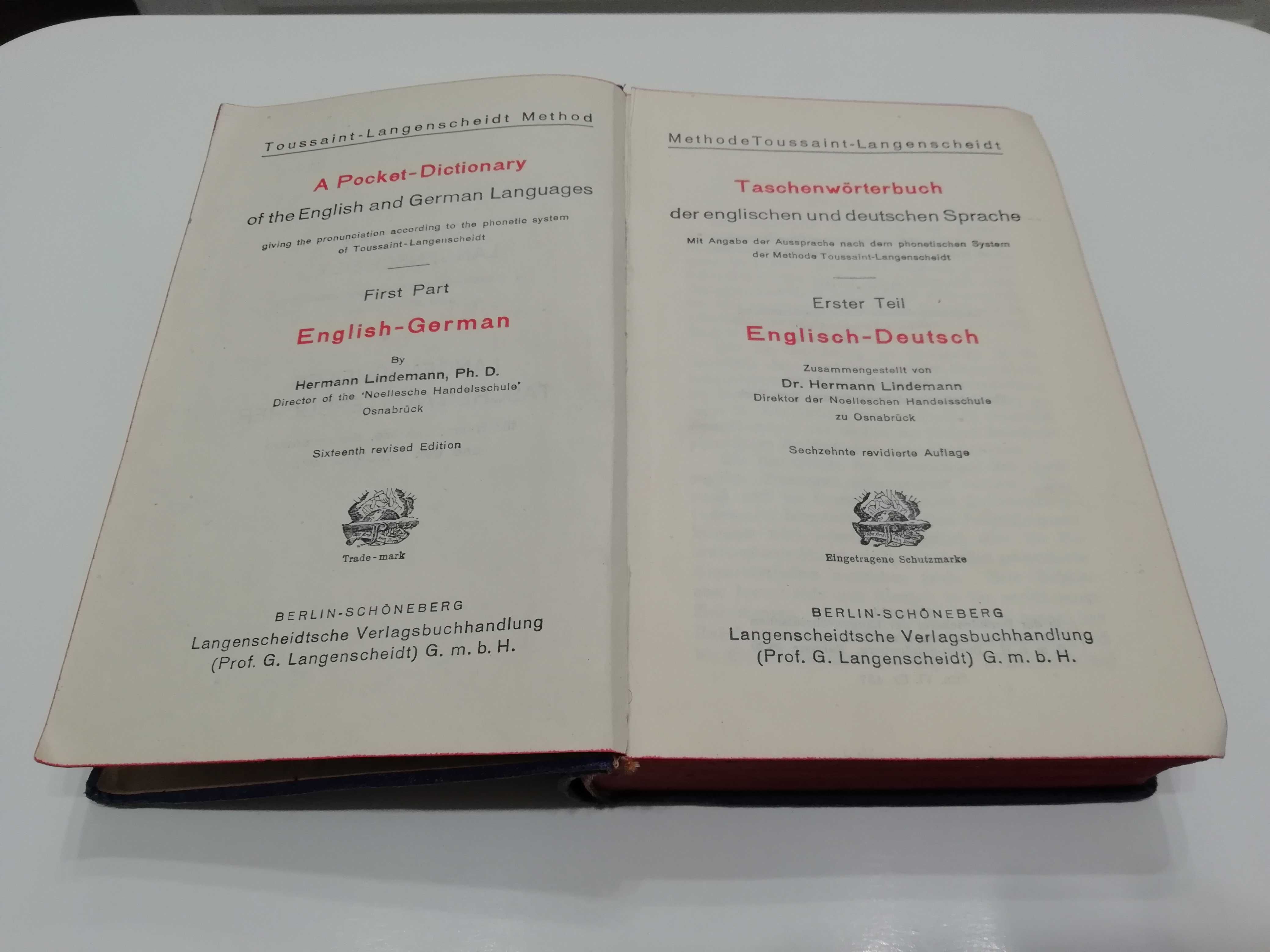 Stary Słownik angielsko-niemiecki Langenscheidt 1911 Gotyk