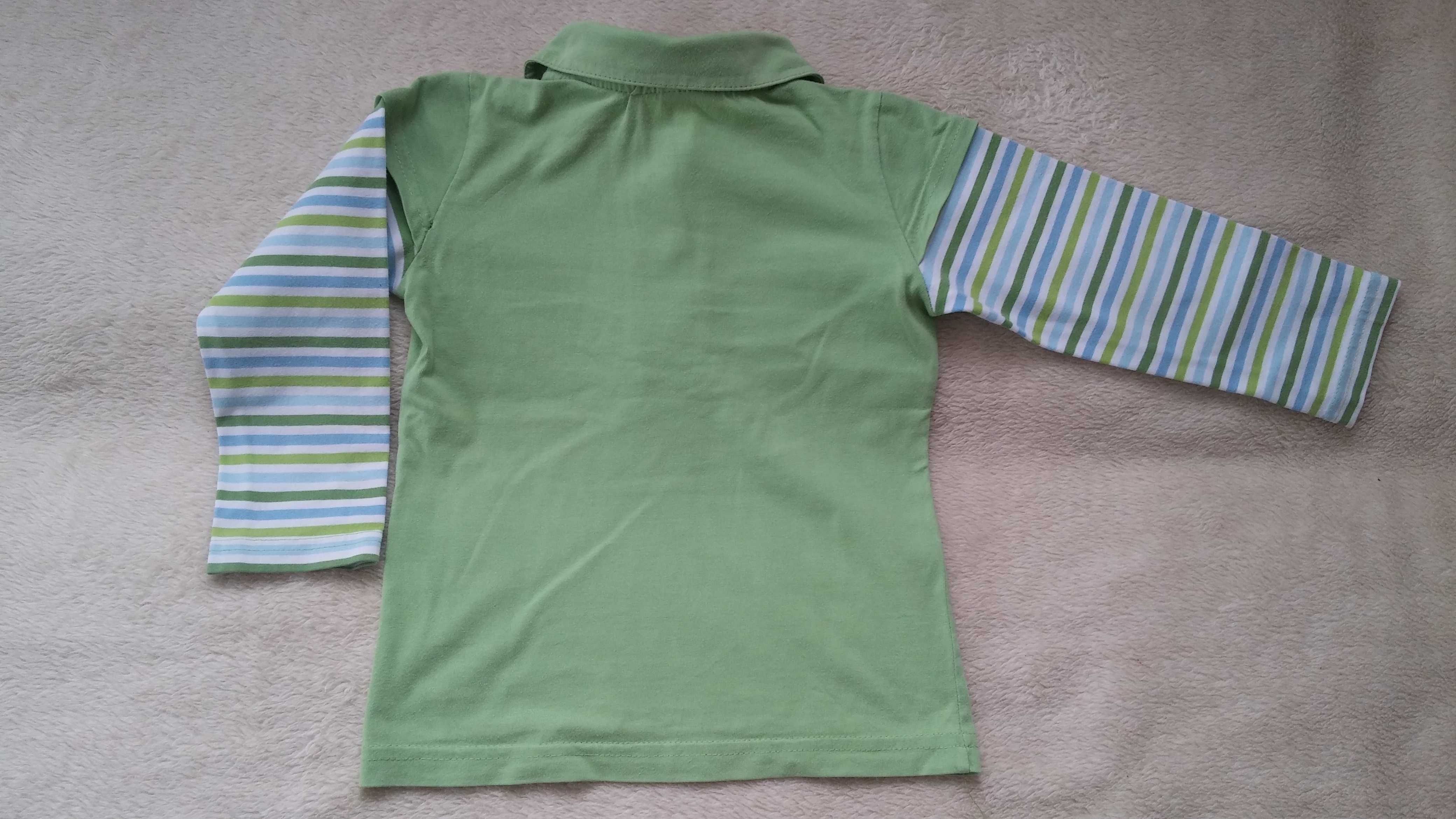 zielona bluzka z długim rękawem 2 - 3 lata
