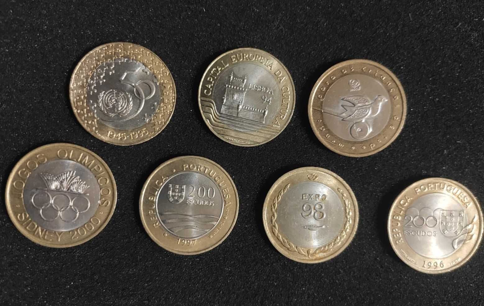 7 moedas de 200$ Bimetálicas - TODAS