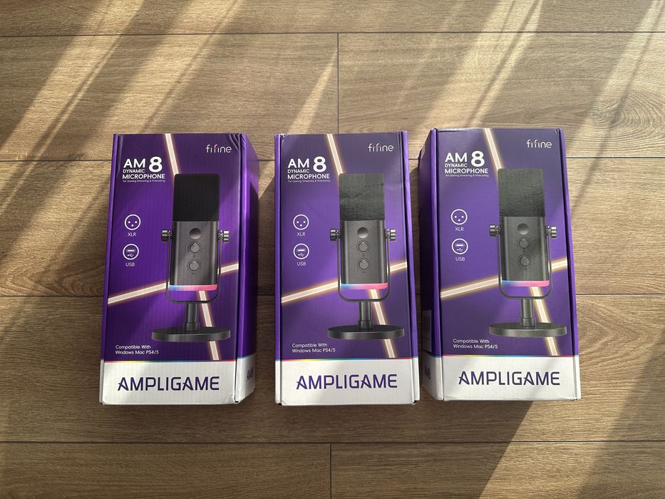 Нові мікрофони FIFINE AmpliGame AM8 (USB/XLR) — білий та чорний