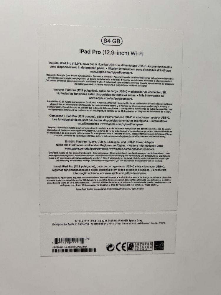 Ipad 12.9” 64GB