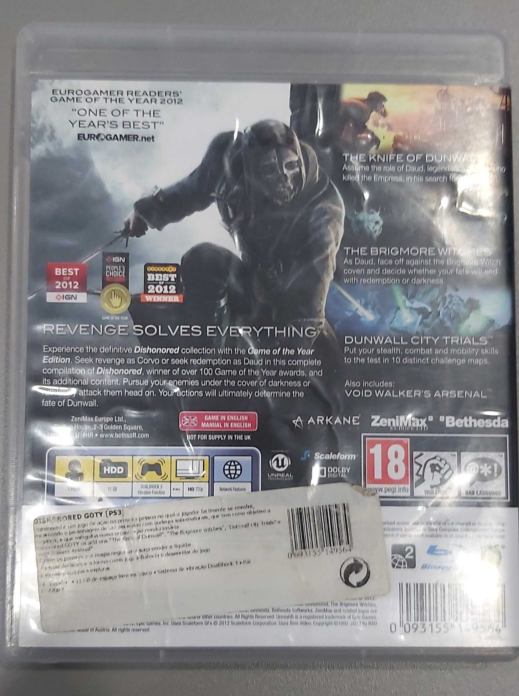 Dishonored Game of the Year Edition GOTY para Sony PlayStation 3 PS3