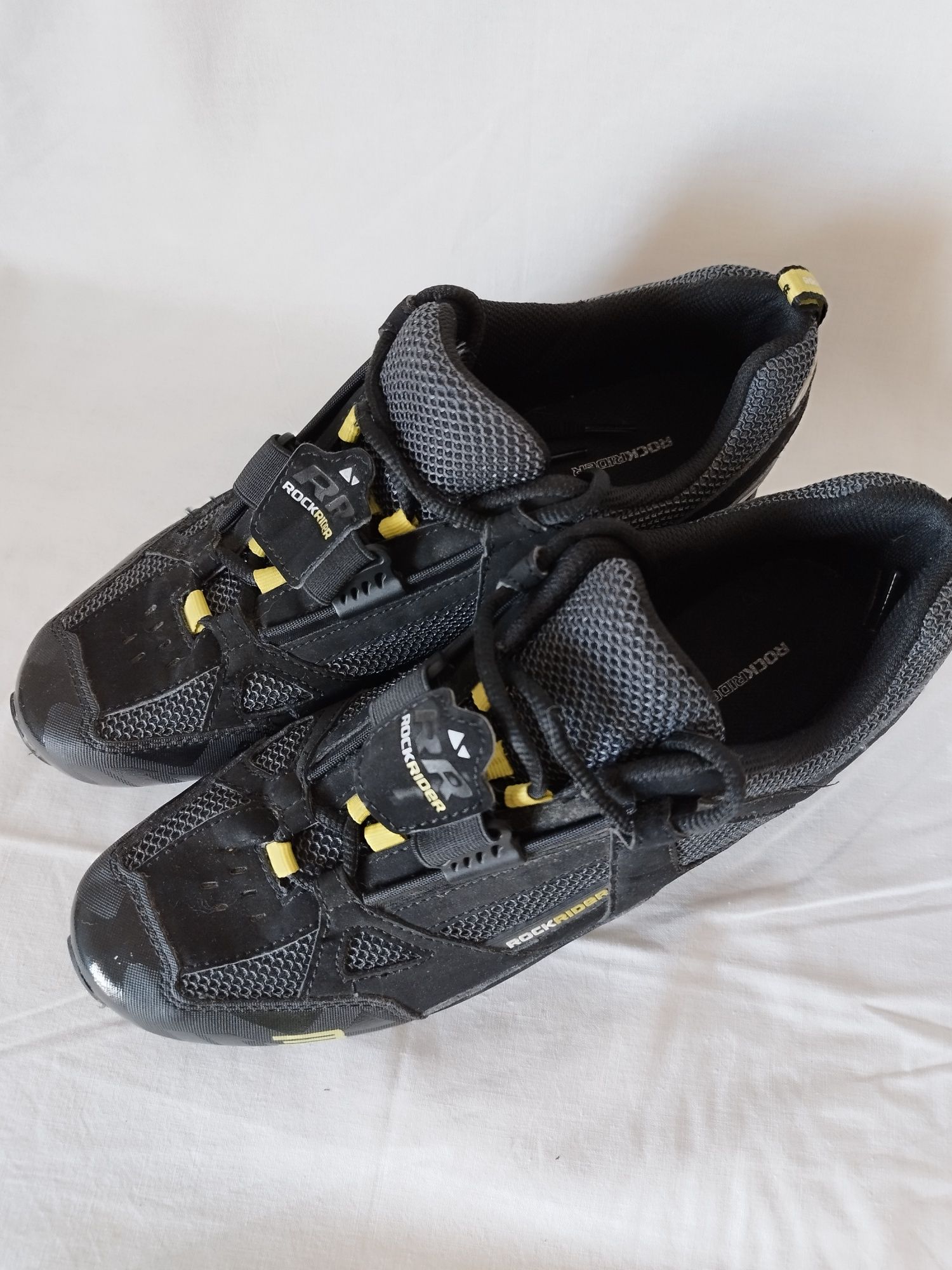Sapatilhas ciclismo rockrider preto amarelo tamanho 43