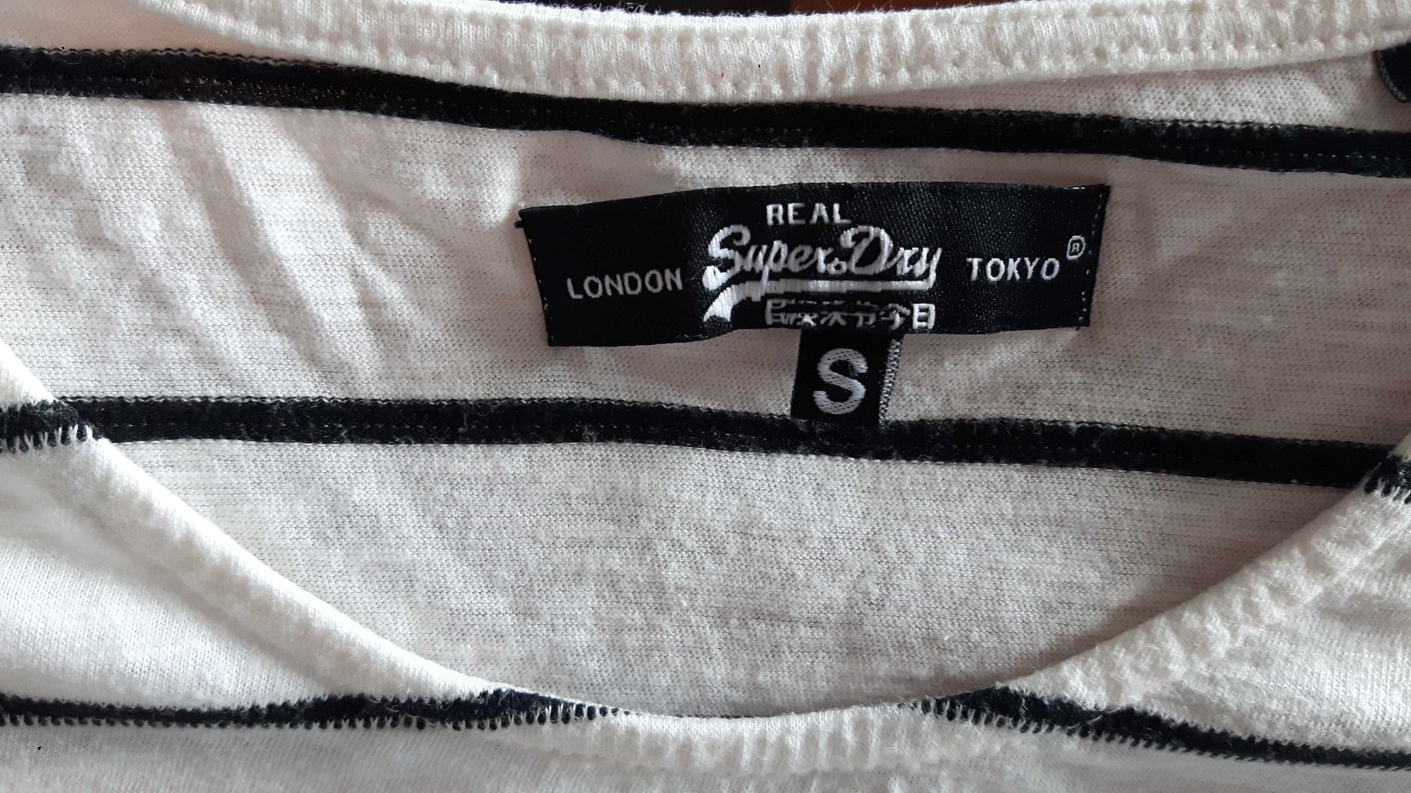 Bluzka Superdry biała w czarne paski, r. L