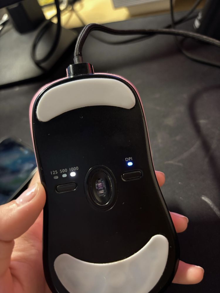 Rato Zowie S1 Divina Pink com Paracord, Hyperglides e Bungee