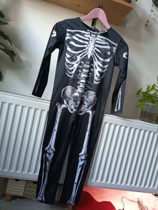 Strój karnawałowy, przebranie halloween, kostium szkielet 122/128