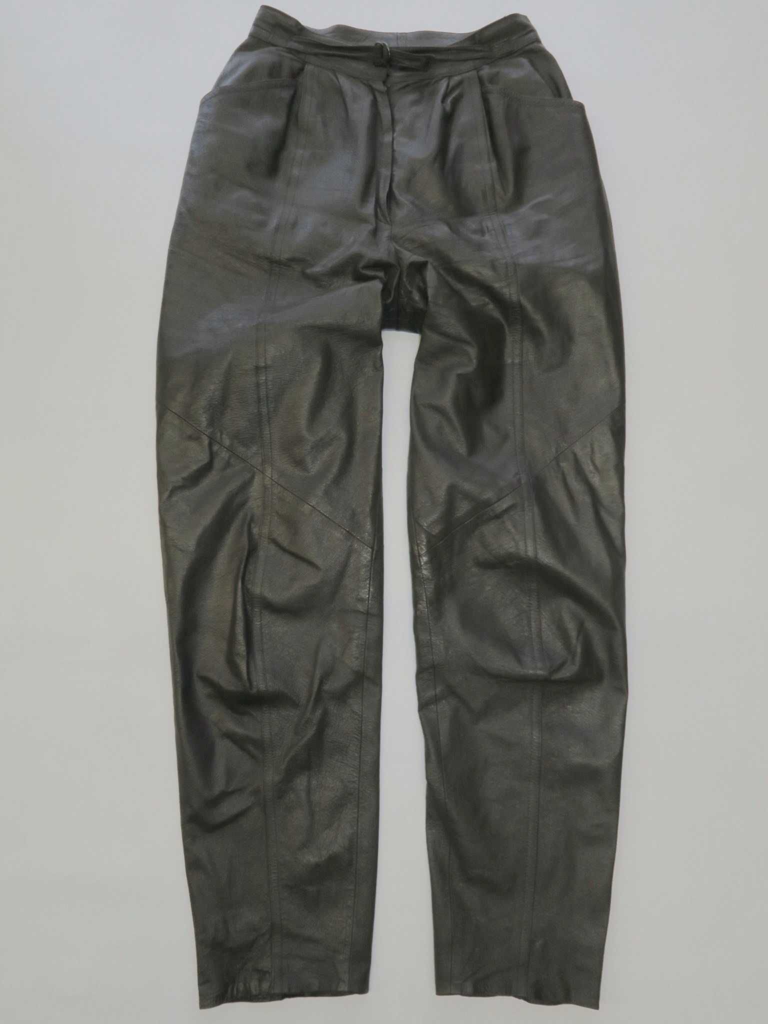 Skórzane spodnie wysoki stan damskie vintage S/M