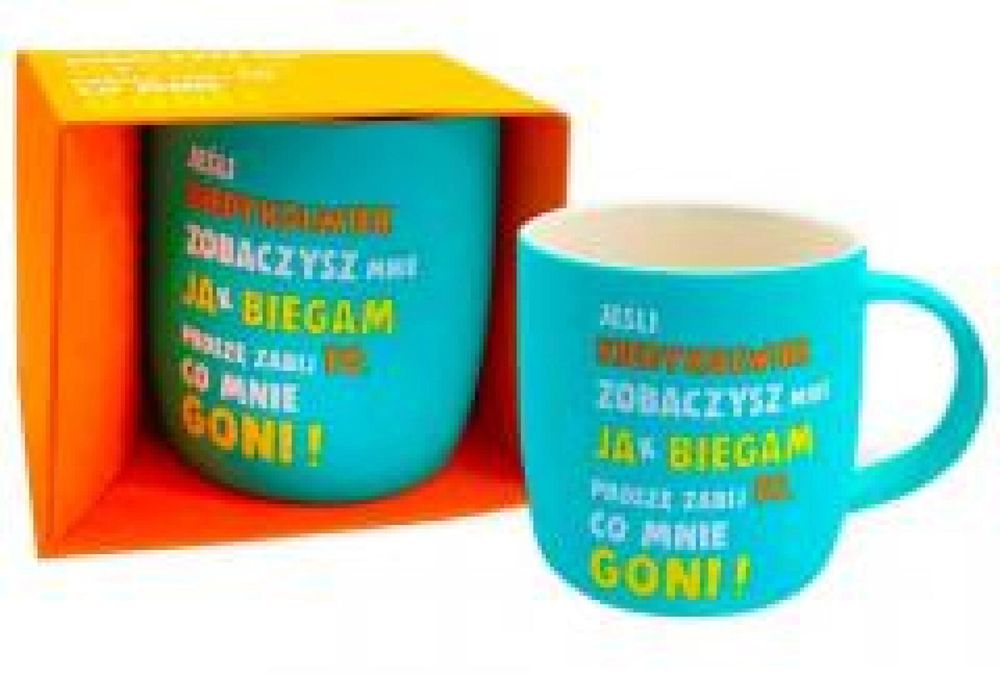 Kubek neonowy Jak biegam oprawa: pudełko
