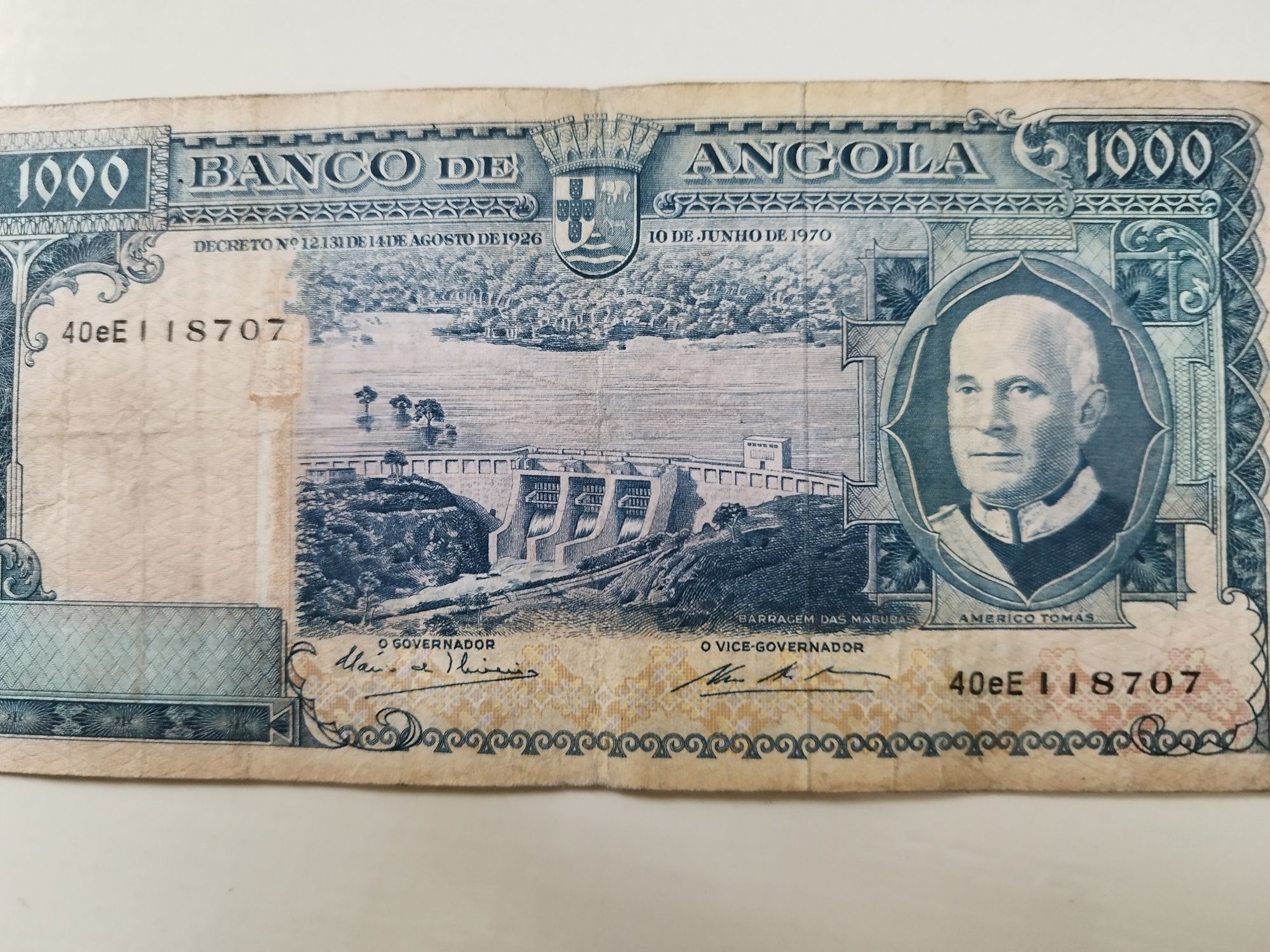 ANGOLA - 1000 ESCUDOS - 10/06/1970 - AMÉRICO TOMÁS