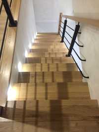 Schody stopnice trepy dębowe dąb surowe i lakierowane