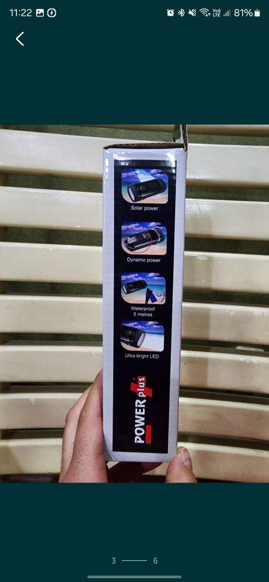 Фонарь power plus з динамою і сонячною батарейою