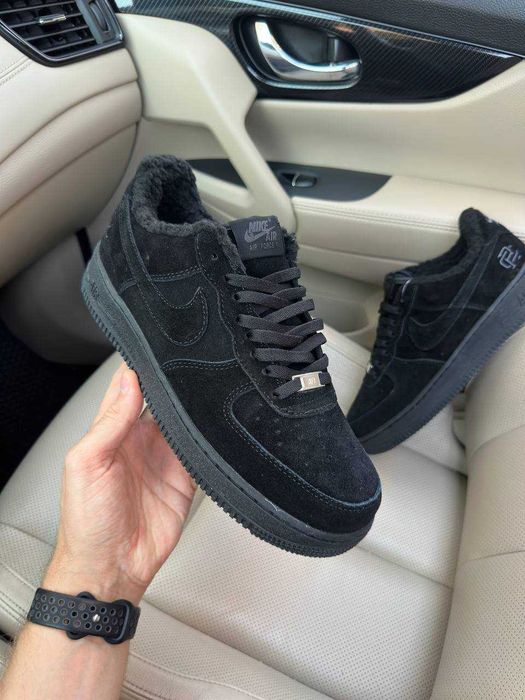 ХУТРО! Зимові Nike Air Force 1 Low Black Fur 40 41 42 43 44 45 46 найк