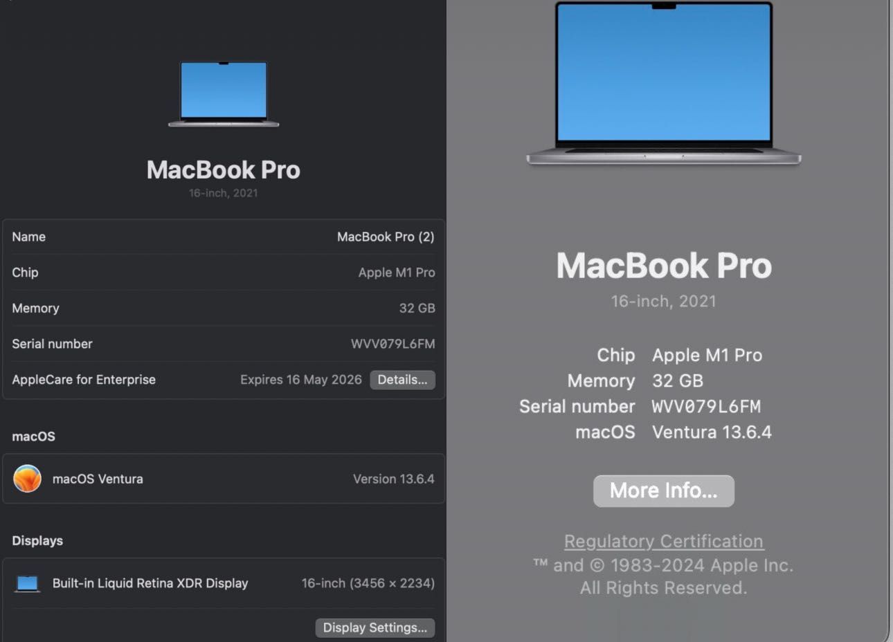MacBook Pro 16” A2485 M1 PRO/32 GB/1T SpaceGray стан 9/10