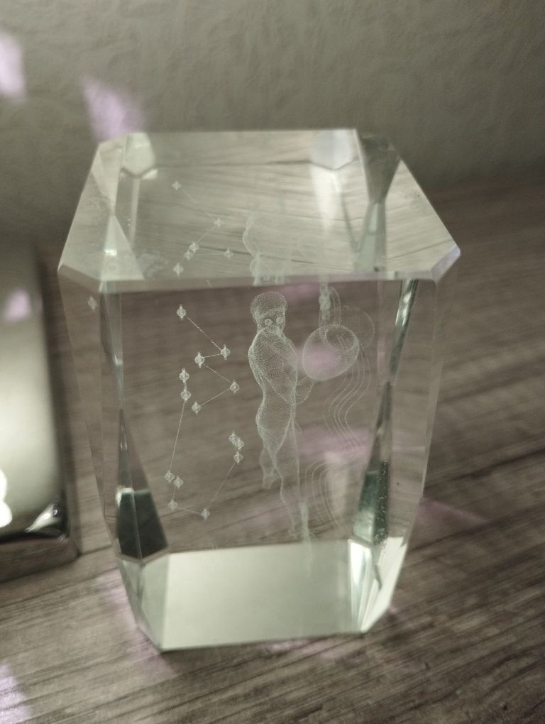 3D Знак зодиака Водолей Хрустальный Куб стекло с лазерной гравировкой