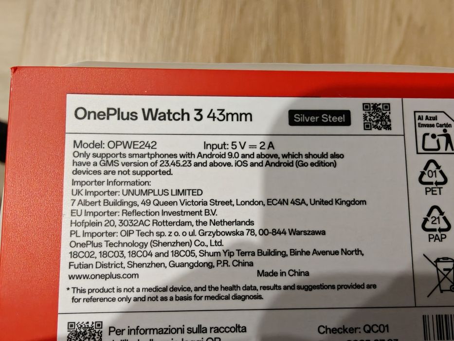 Smartwatch Oneplus Watch 3 42mm Biały Nowy