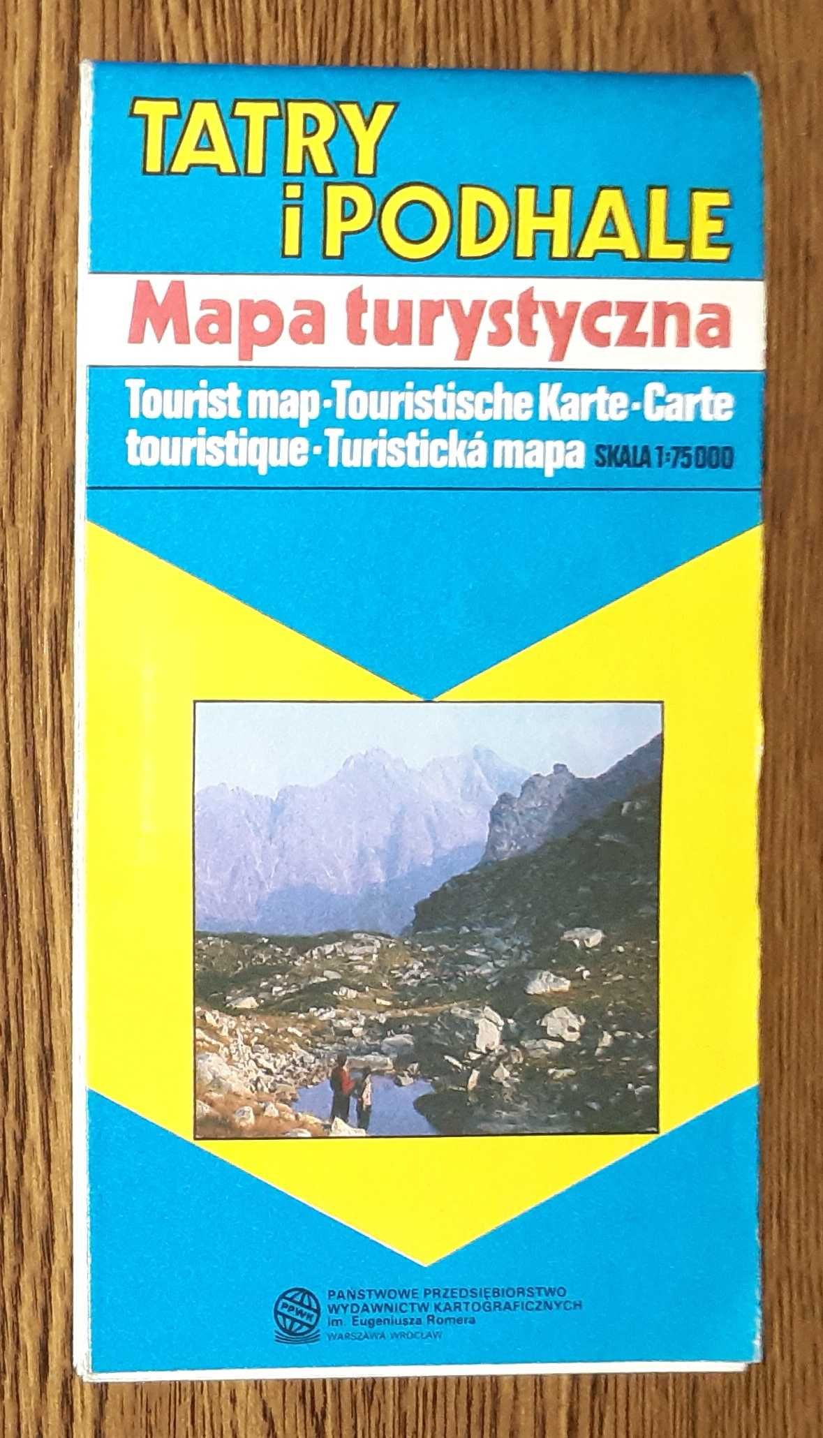 Tatry i Podhale - mapa turystyczna 1991 - stan bdb