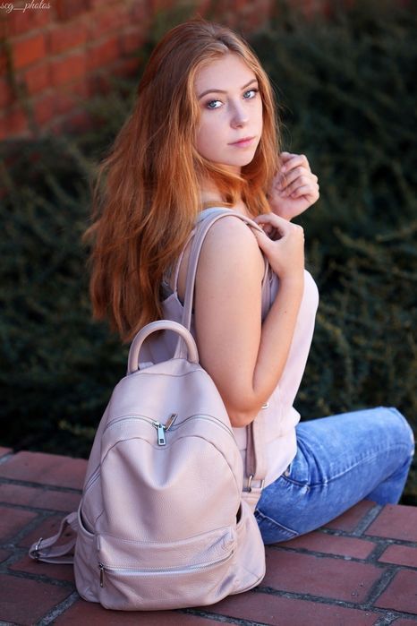 Skórzany plecak A4 duży pojemny do szkoły włoski  fuksjowy P16 fuchsia