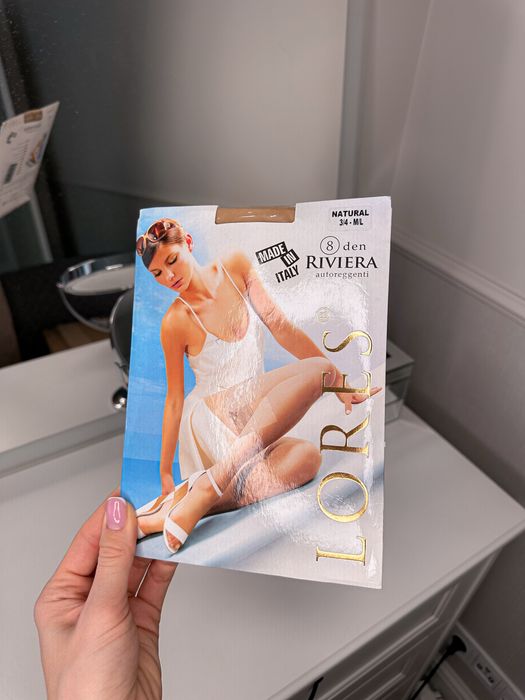 Pończochy nowe 3/4 M/L beżowe cieliste nowe