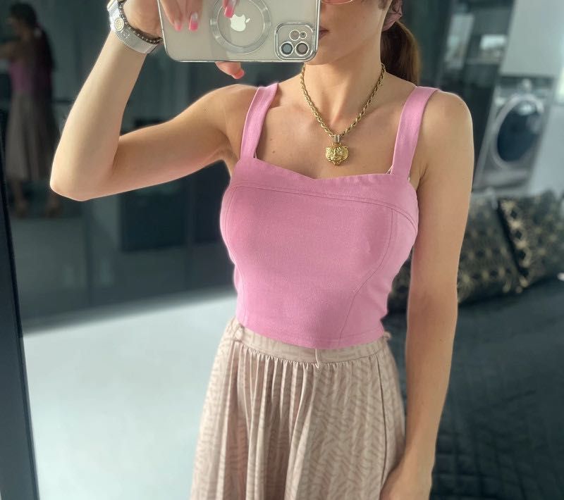 Bluzka z kokardami na plecach River Island, crop top, wiskoza, elastan