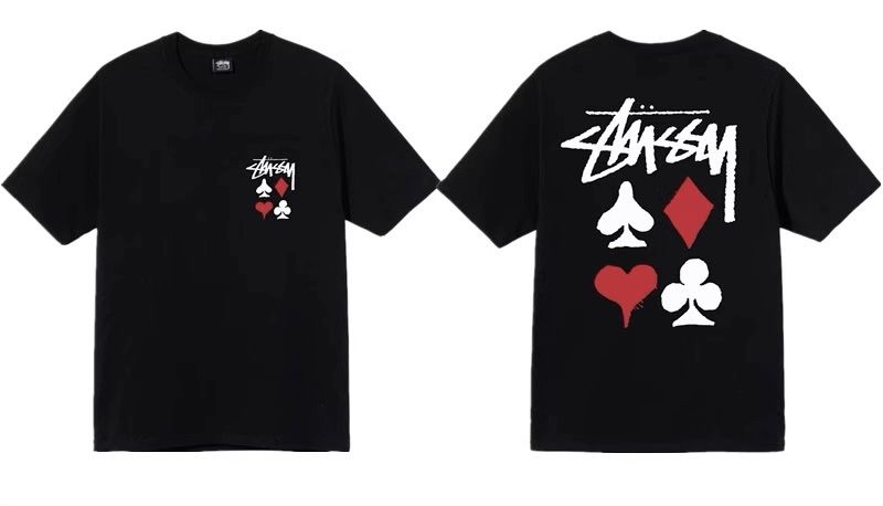 Мужские футболки Stussy Card Стусси с картами черная белая унисекс