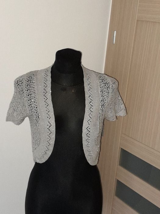 XS/S 34/36 Bolerko damskie srebrne sylwester wesele karnawał