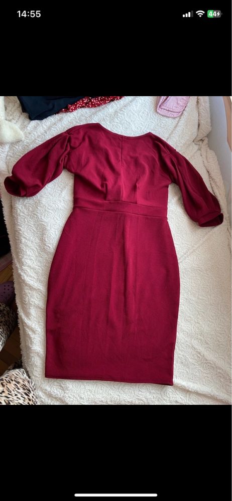 Elegancka sukienka długa czerwona burgundowa wesele komunia XL/XXL