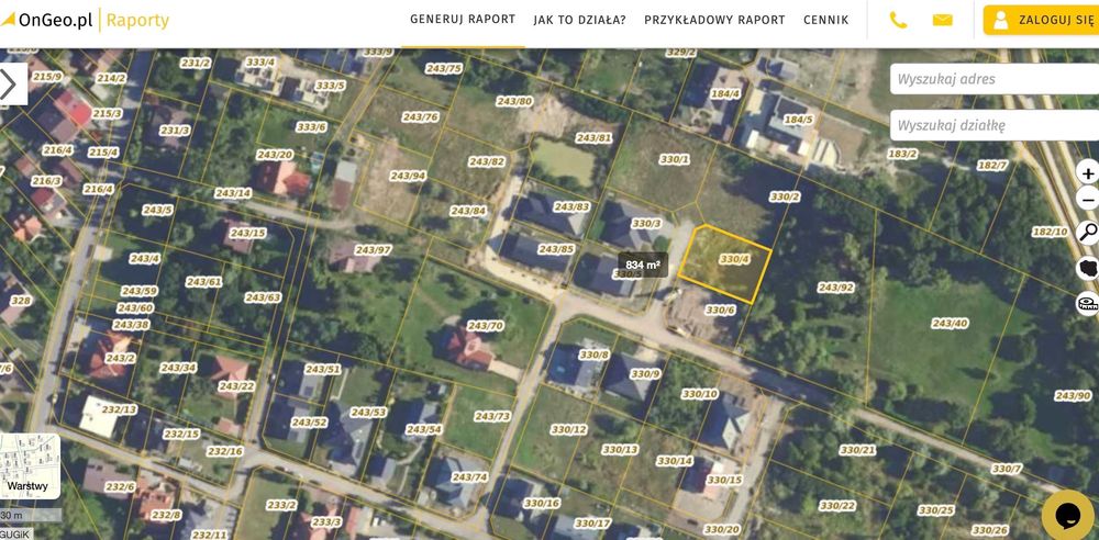 Sprzedam działkę budowlaną 834 m2 w Tarnów Mościce