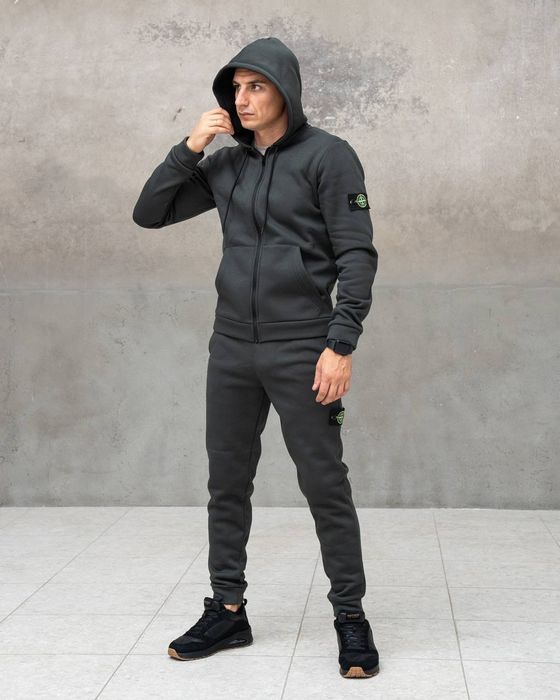 Костюм Зимовий спортивний STONE ISLAND Dark! Тринитка з НАЧОСОМ! Зима!