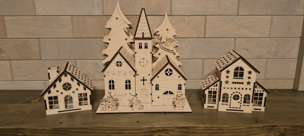 Wioska bożonarodzeniowa domki LED