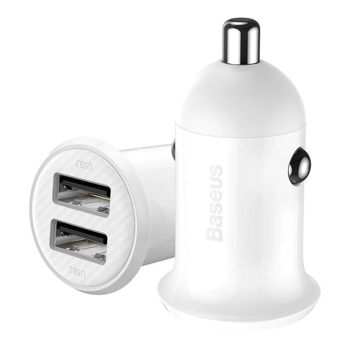 Baseus Grain Pro ładowarka samochodowa 2x USB 4,8 A biały