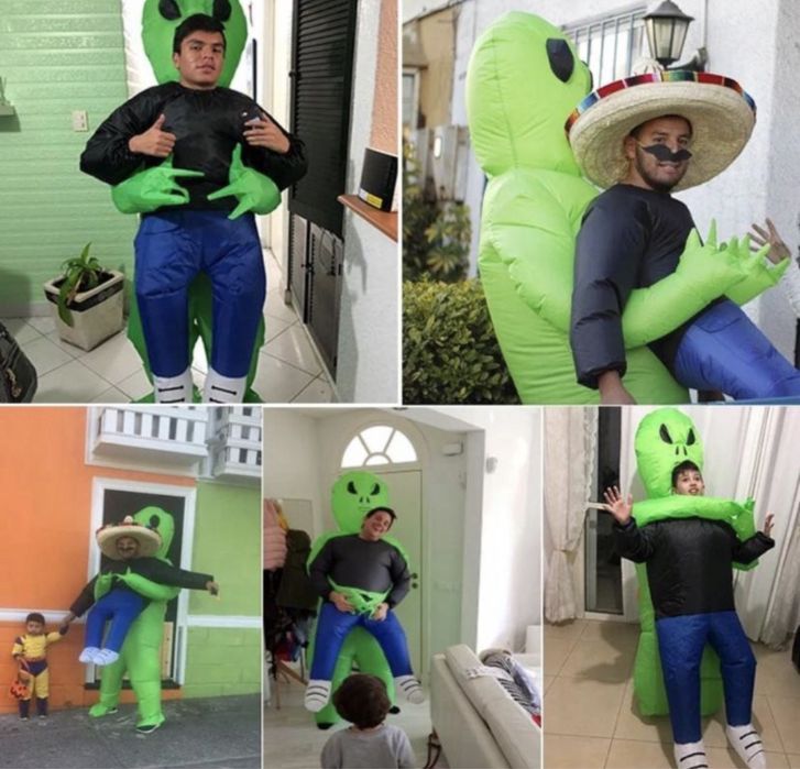 HALLOWEEN strój kosmita alien 150-190 DLA DOROSŁYCH ŚMIESZNY dmuchany