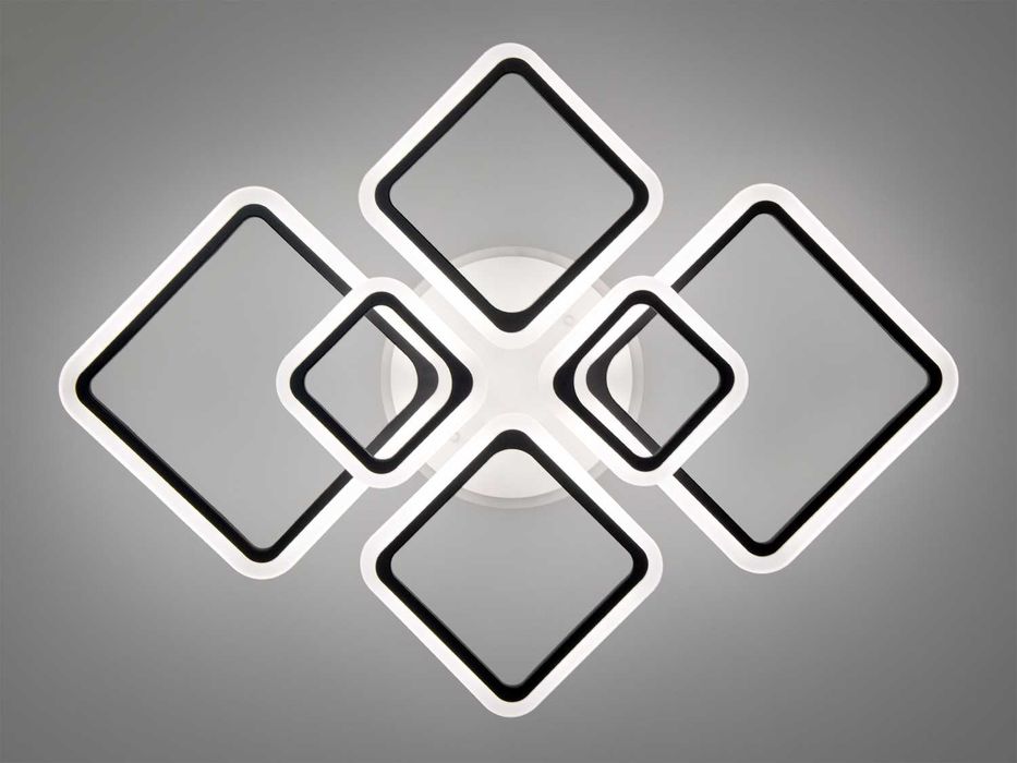 LED люстра з пультом, диммером та підсвічуванням, 150Вт, чорна