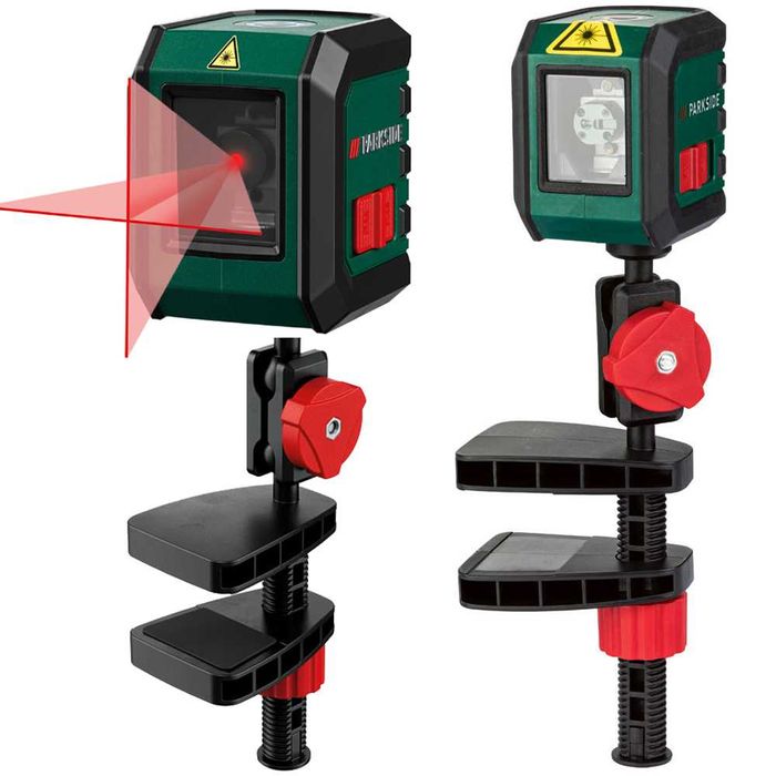 Laser krzyżowy Parkside PKLL 7 E4 z zaciskiem nie używany.