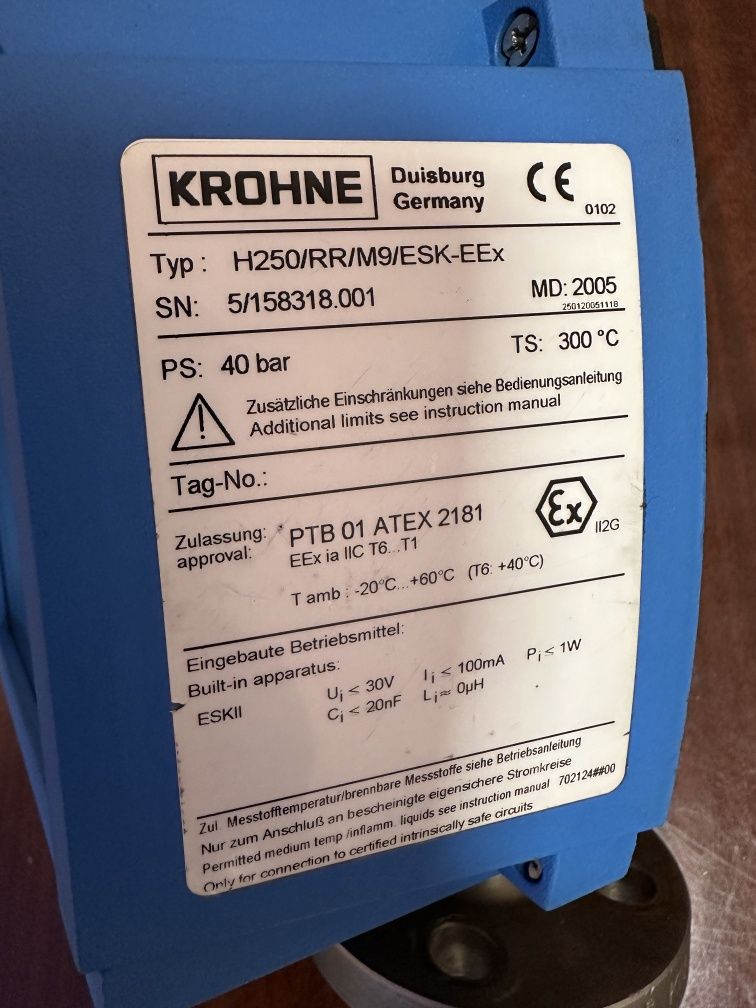 Поплавковий витратомір ротаметр Krohne H250H/RR/M9/ESK