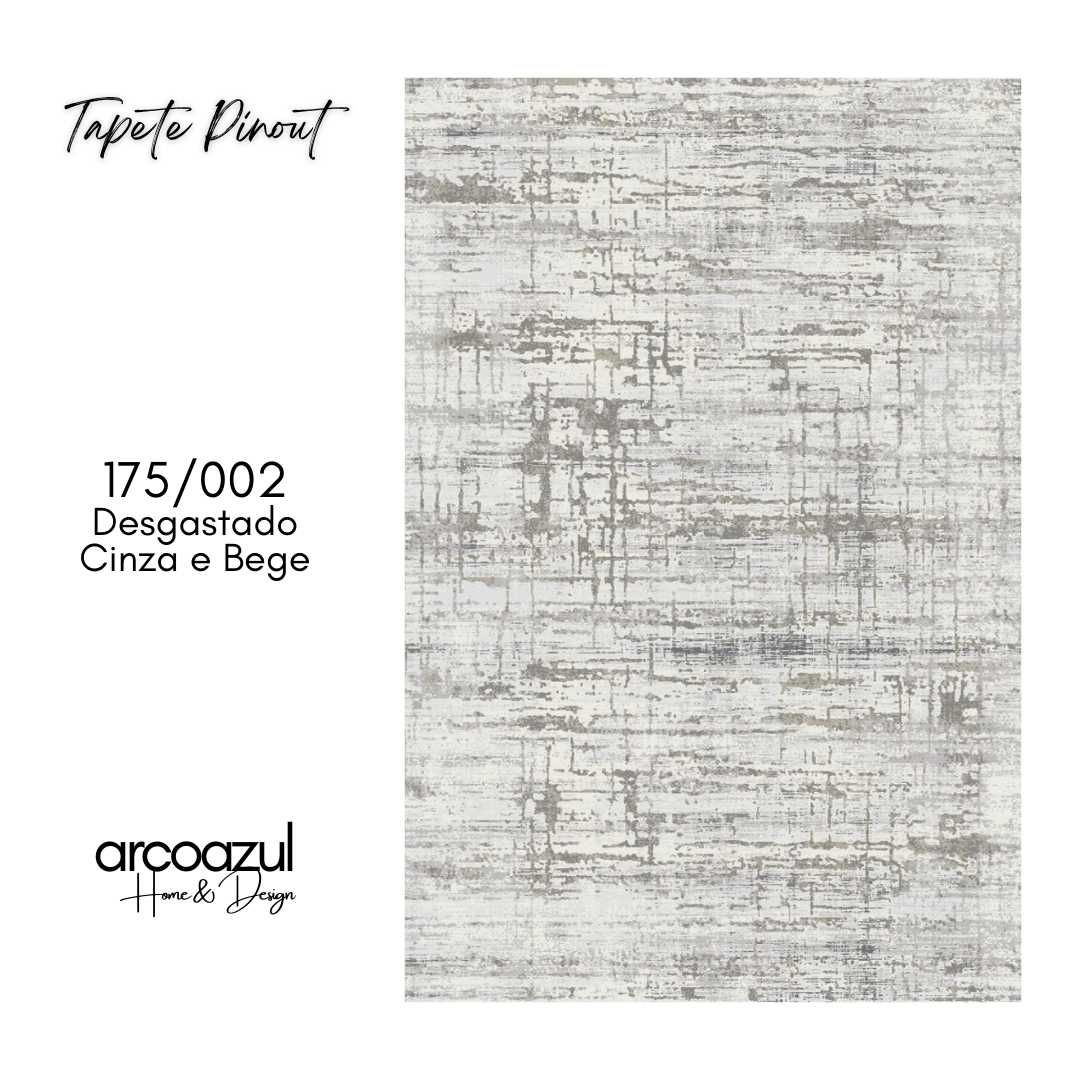 Tapete Pinout Abstract Cinza e Bege 190x290cm - By Arcoazul
