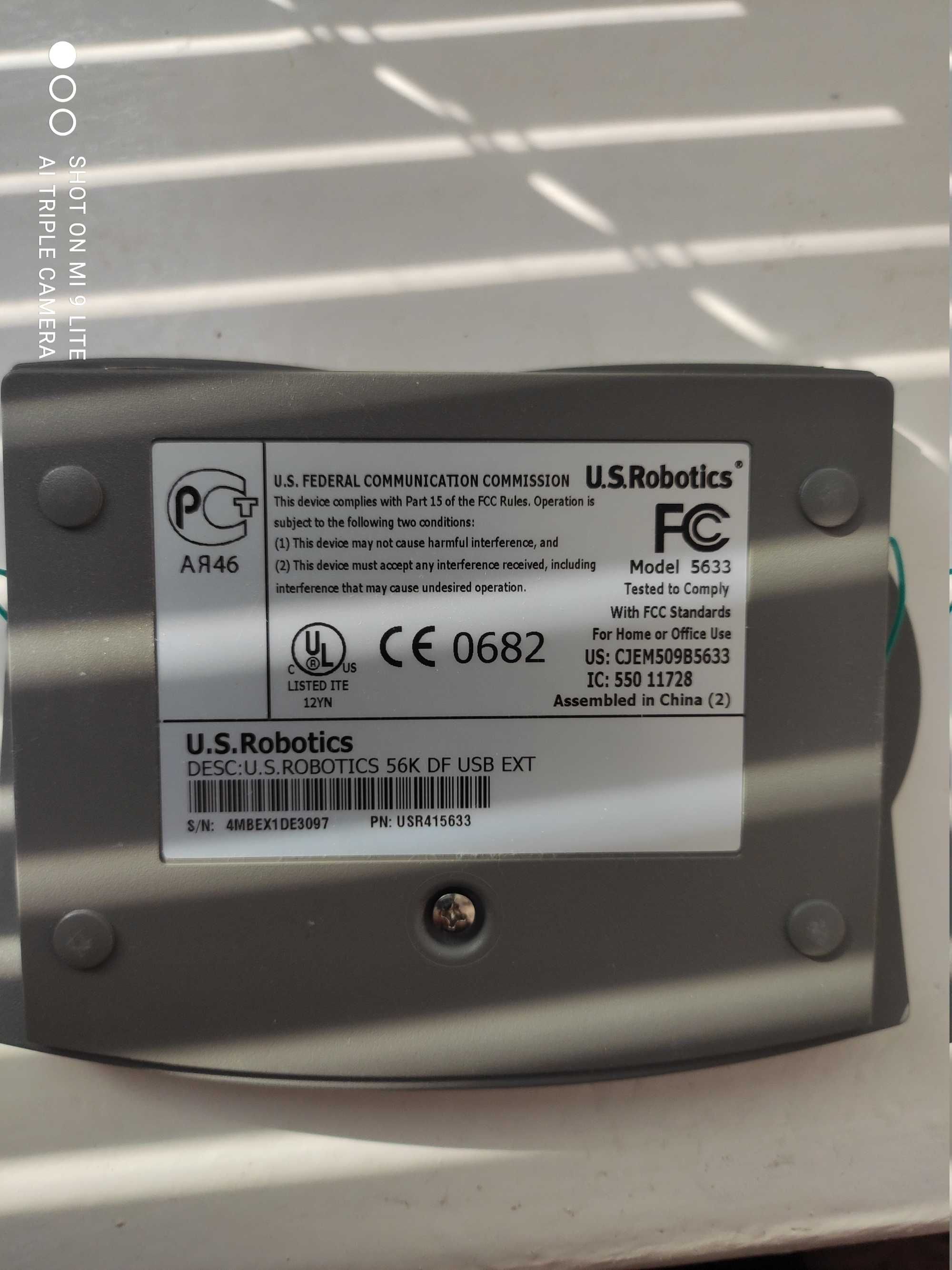 Модем легенда U.S.Robotics 56K V.92 USB FaxModem (5633)