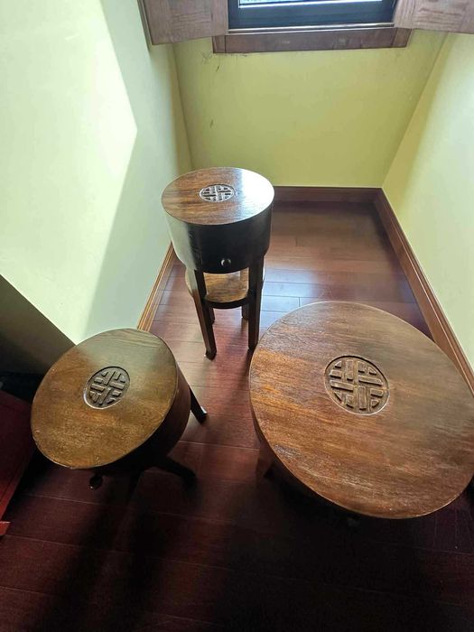 Conjunto de 3 mesas de apoio (cama/sala)