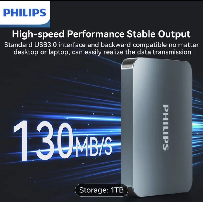 PHILIPS зовнішній SSD диск 1 Tb нові, заводські плівки і пломби