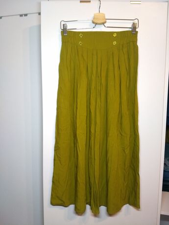Długa spódnica midi 36/S, zielona oliwkowa 38/M do łydki do kostek