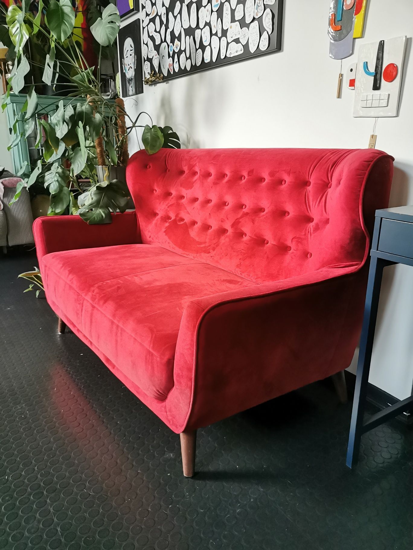 Sofa bordowa welur