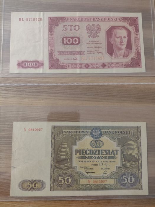Banknoty 1946r 50zl oraz 1948r