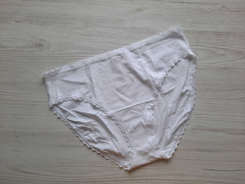 Белые трусики слипы хлопок коттон высокая посадка Victoria's secret XL