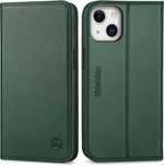 Etui na iPhone 13 SHIELDON Skórzane 2w1 z Portfelem Północna Zieleń
