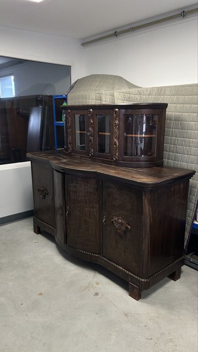 Antyczny Kredens z Nadstawką Dębowy Art Deco