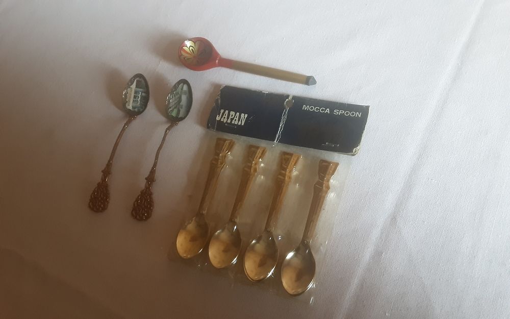 Чайные ложки, латунь с позолотой, фарфоровой вставкой,кофейные Япония